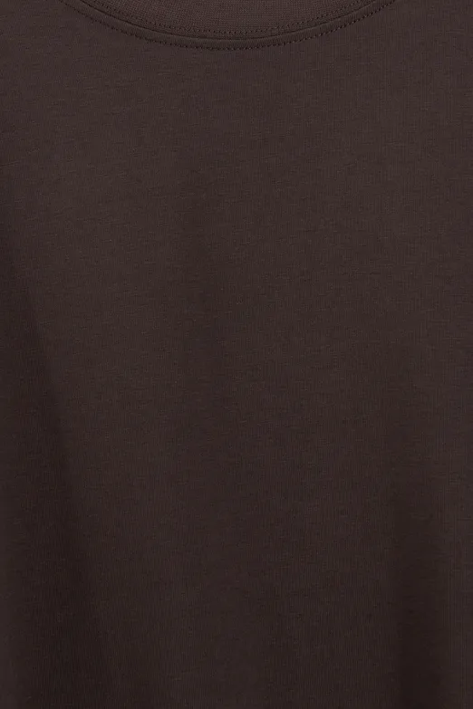 Bayan Kahverengi Oversize Basic Tshirt - BSL