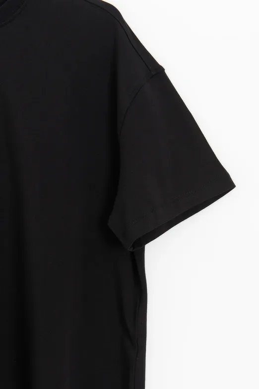 Bayan Siyah Oversize Basic Tshirt - BSL