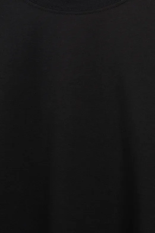 Bayan Siyah Oversize Basic Tshirt - BSL