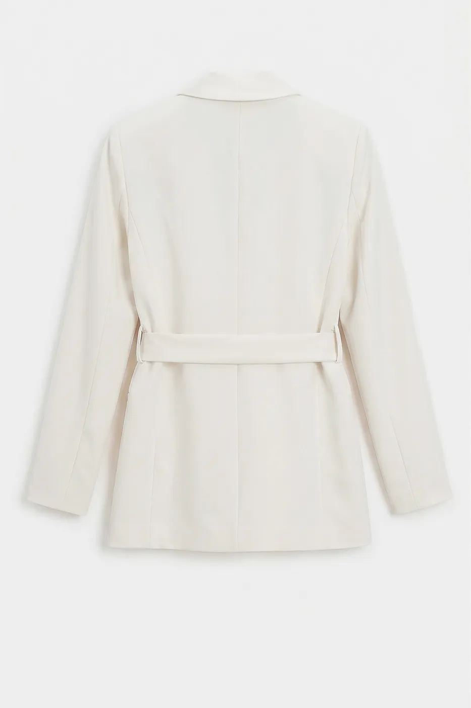 Bayan Beyaz Şal Yakalı Bağlamalı Blazer Ceket
