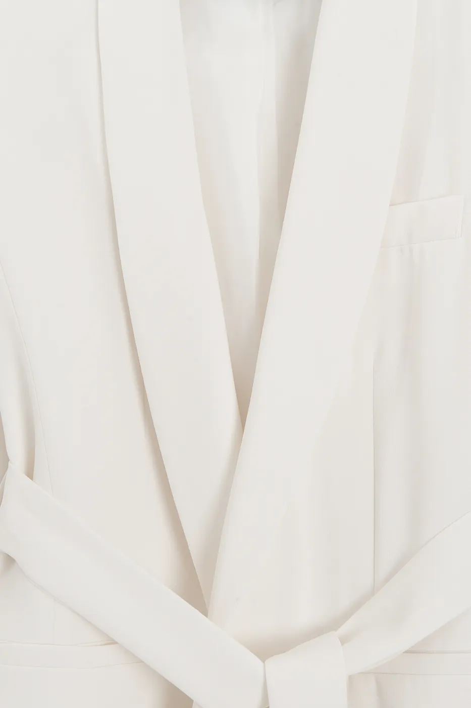 Bayan Beyaz Şal Yakalı Bağlamalı Blazer Ceket