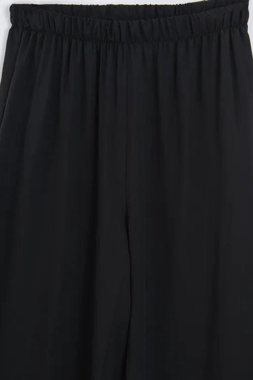 Bayan Siyah Lastik Belli Modal Bol Pantolon - BSL