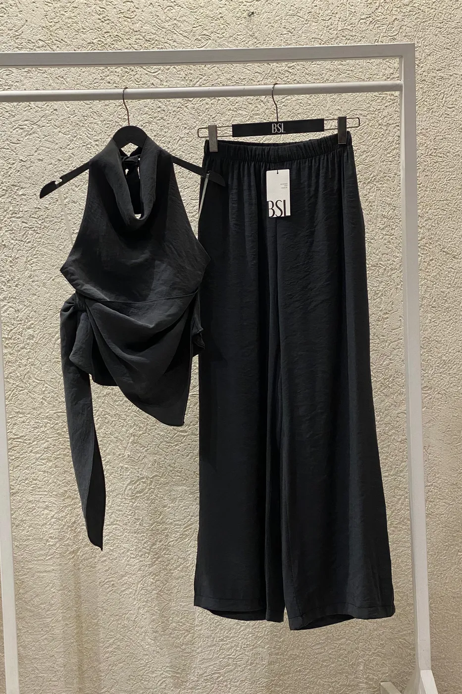 Bayan Antrasit Degale Yakalı Bağlamalı Modal Bluz