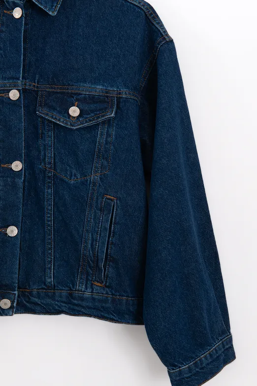 Bayan Lacivert Denim Mont Ceket - BSL
