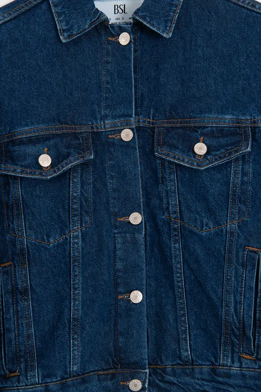 Bayan Lacivert Denim Mont Ceket - BSL