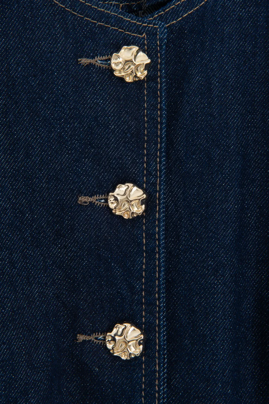 Bayan Lacivert Düğmeli Denim Yelek