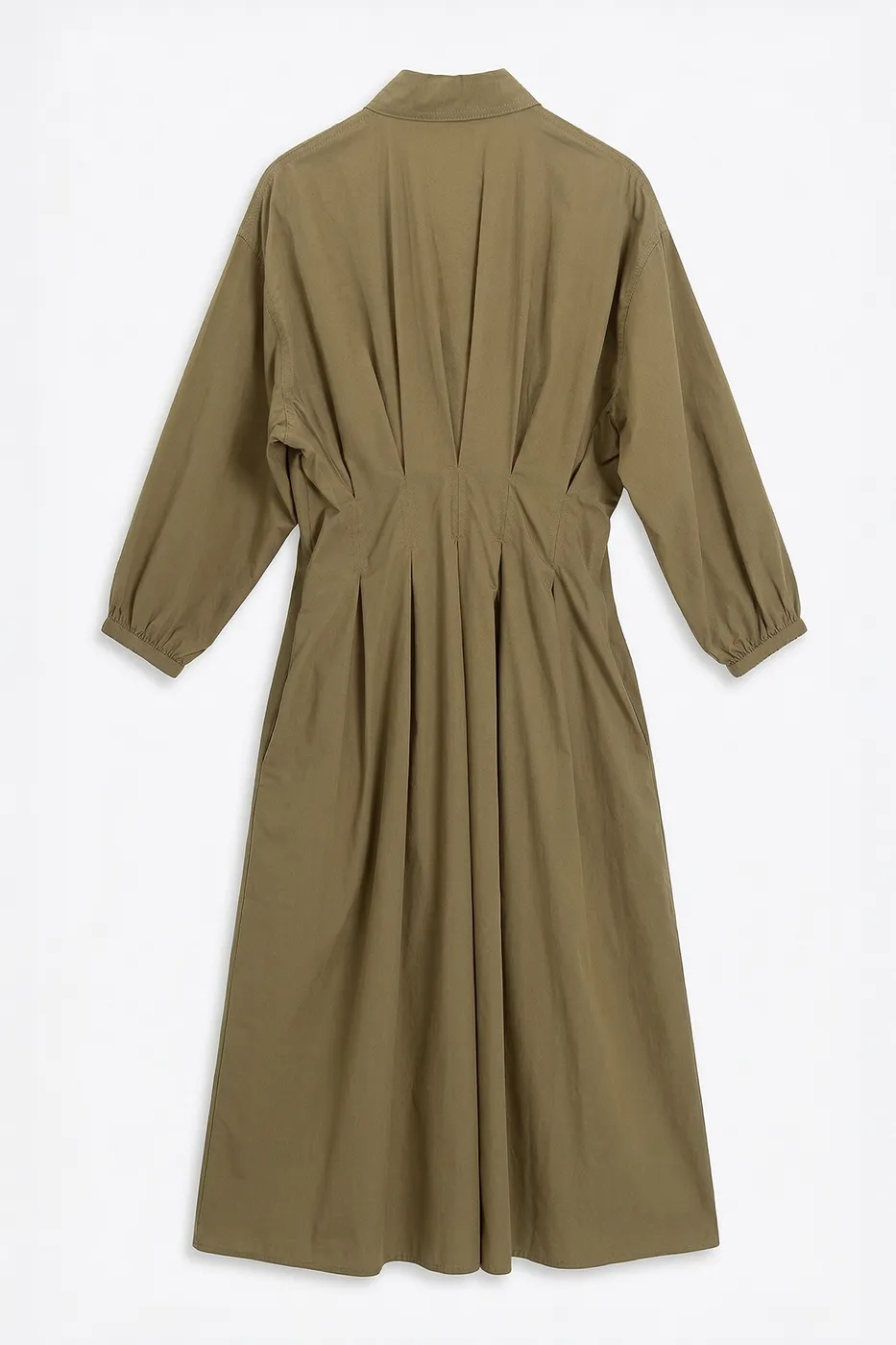 Bayan Haki %100 Cotton Pileli Midi Elbise