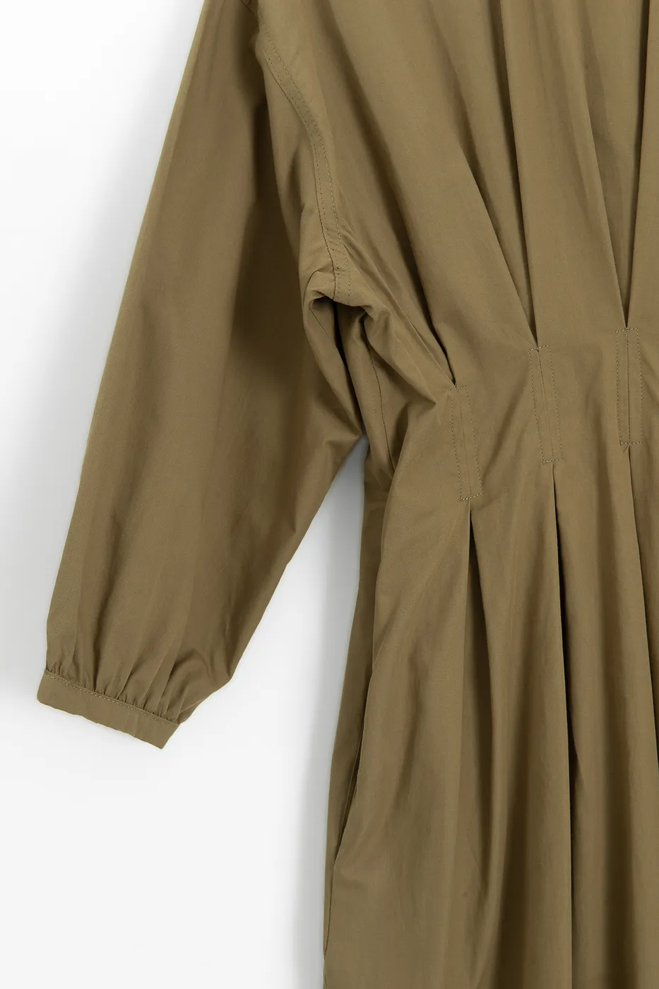 Bayan Haki %100 Cotton Pileli Midi Elbise