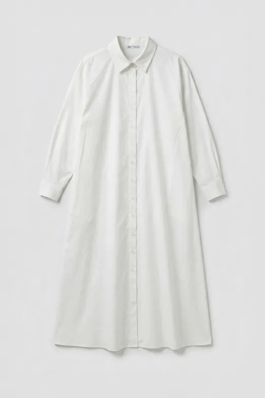 Bayan Beyaz %100 Cotton Oversize Gömlek Elbise - BSL