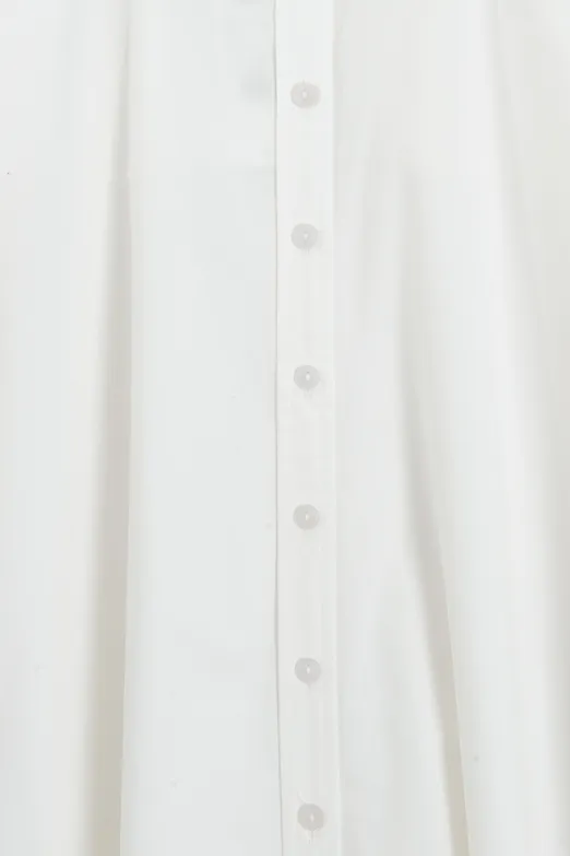 Bayan Beyaz %100 Cotton Oversize Gömlek Elbise - BSL