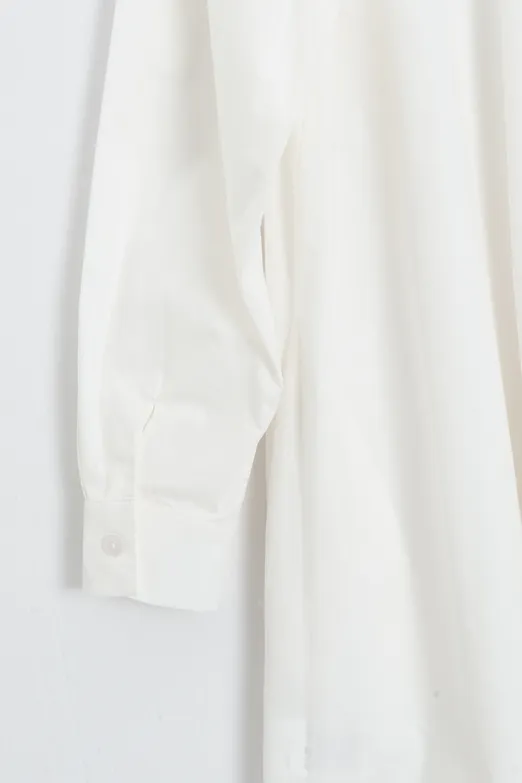 Bayan Beyaz %100 Cotton Oversize Gömlek Elbise - BSL