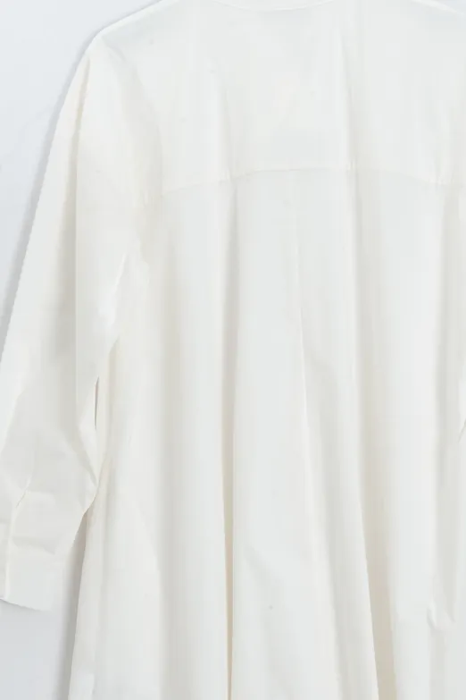 Bayan Beyaz %100 Cotton Oversize Gömlek Elbise - BSL