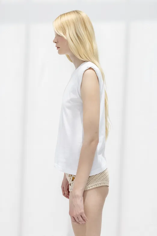 Bayan Beyaz Vatkalı Bisiklet Yakalı Tshirt - BSL