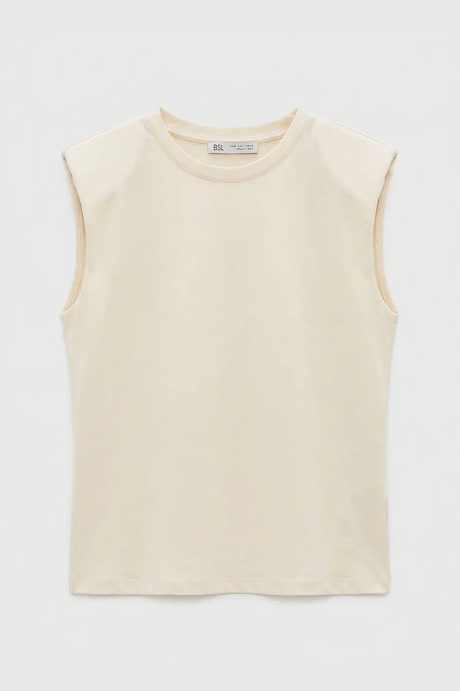 Bayan Ekru Vatkalı Bisiklet Yakalı Tshirt