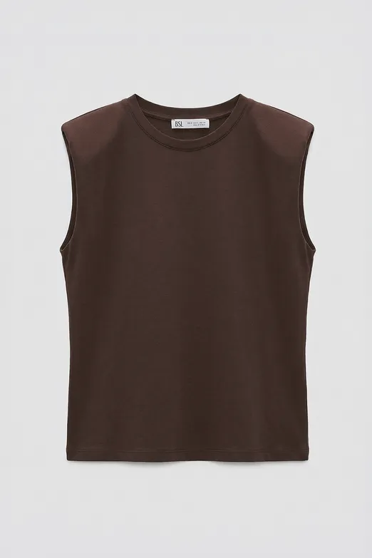 Bayan Kahverengi Vatkalı Bisiklet Yakalı Tshirt - BSL