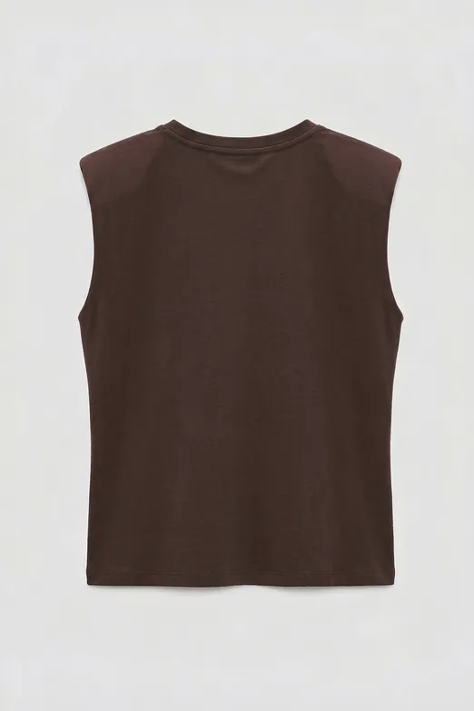 Bayan Kahverengi Vatkalı Bisiklet Yakalı Tshirt - BSL