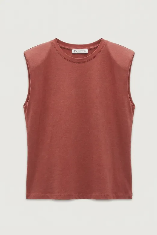 Bayan Kiremit Vatkalı Bisiklet Yakalı Tshirt - BSL