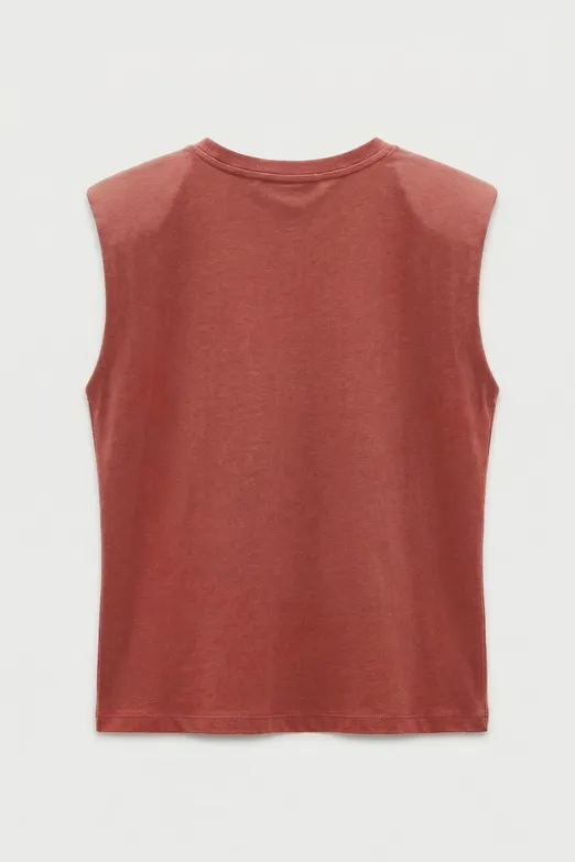 Bayan Kiremit Vatkalı Bisiklet Yakalı Tshirt - BSL