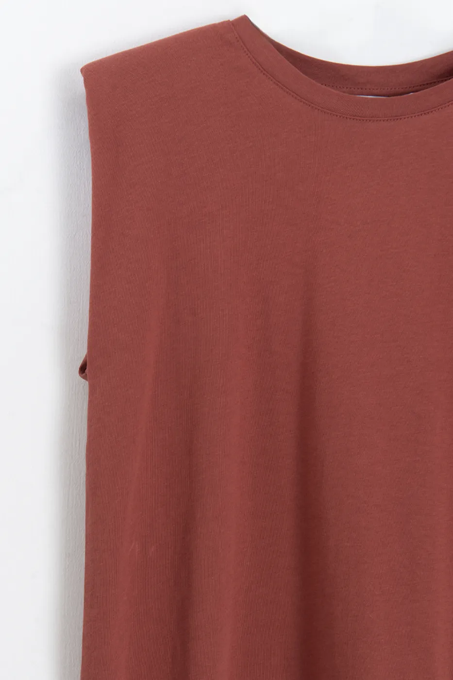 Bayan Kiremit Vatkalı Bisiklet Yakalı Tshirt