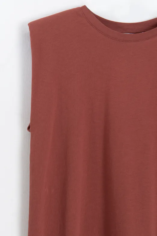 Bayan Kiremit Vatkalı Bisiklet Yakalı Tshirt - BSL