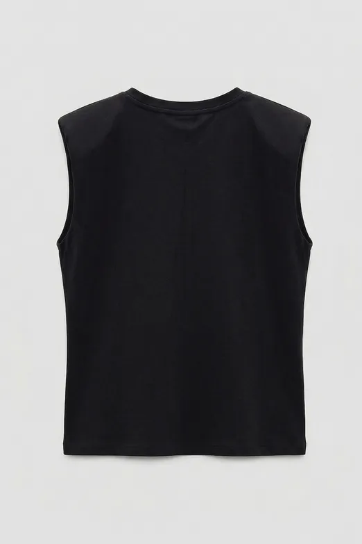 Bayan Siyah Vatkalı Bisiklet Yakalı Tshirt - BSL