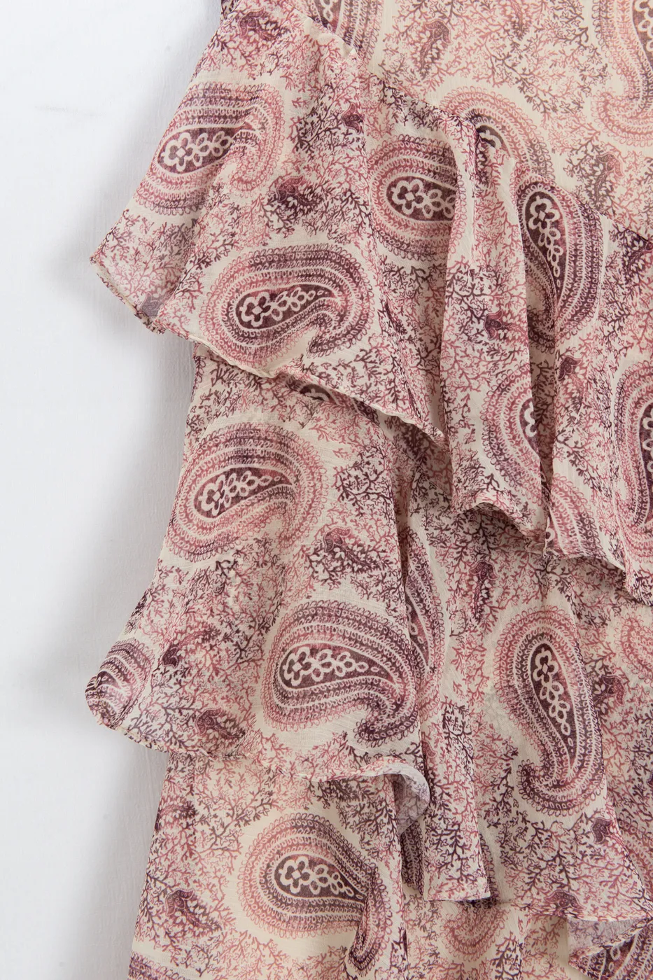 Bayan Pudra Katlı Fırfırlı Maksi Şifon Etek