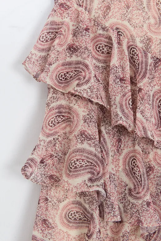 Bayan Pudra Katlı Fırfırlı Maksi Şifon Etek - BSL