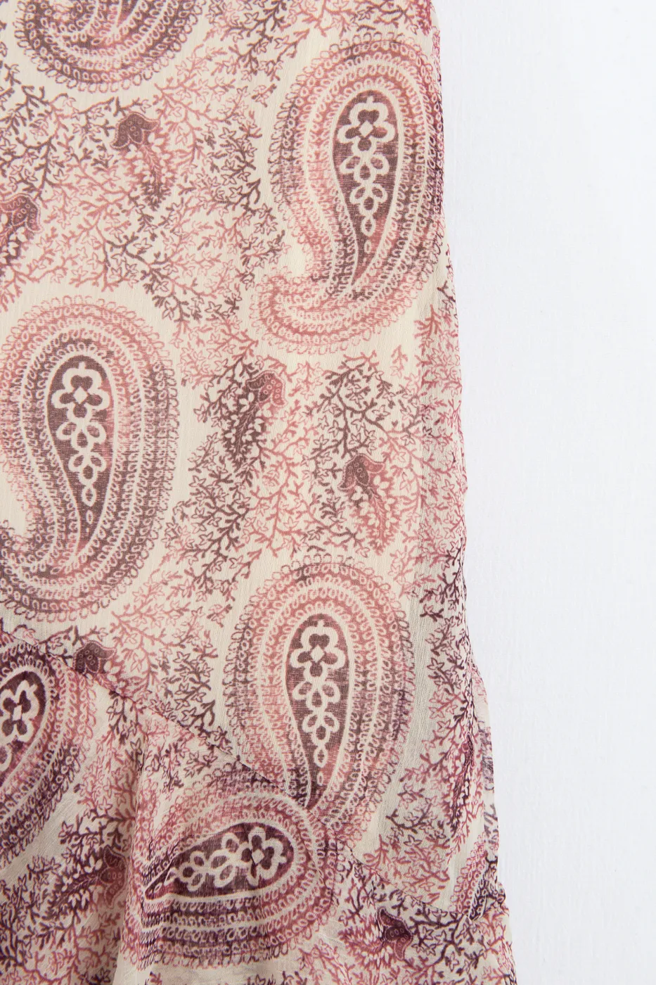 Bayan Pudra Katlı Fırfırlı Maksi Şifon Etek