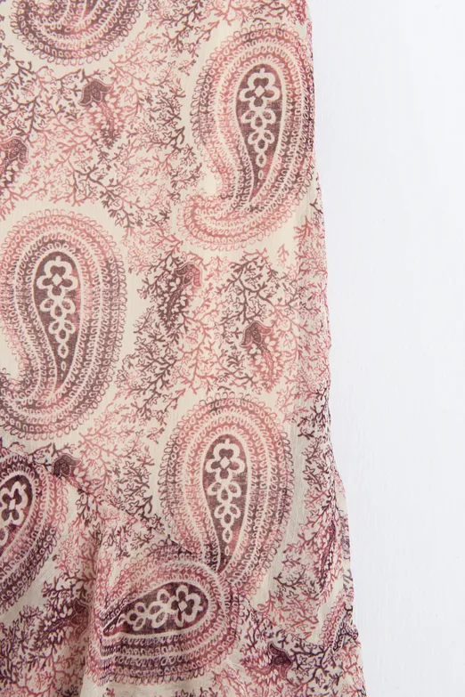 Bayan Pudra Katlı Fırfırlı Maksi Şifon Etek - BSL