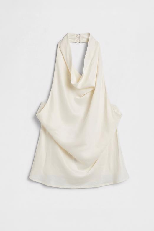 Degaje Yakalı Saten Bluz