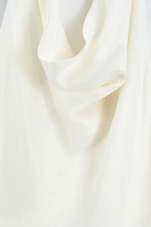 Bayan Beyaz Degaje Yakalı Saten Bluz - BSL