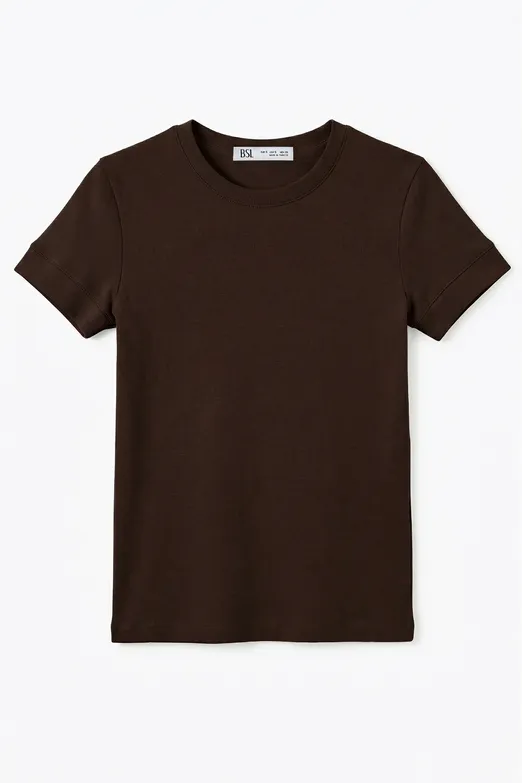 Bayan Kahverengi Bisiklet Yakalı Top - BSL