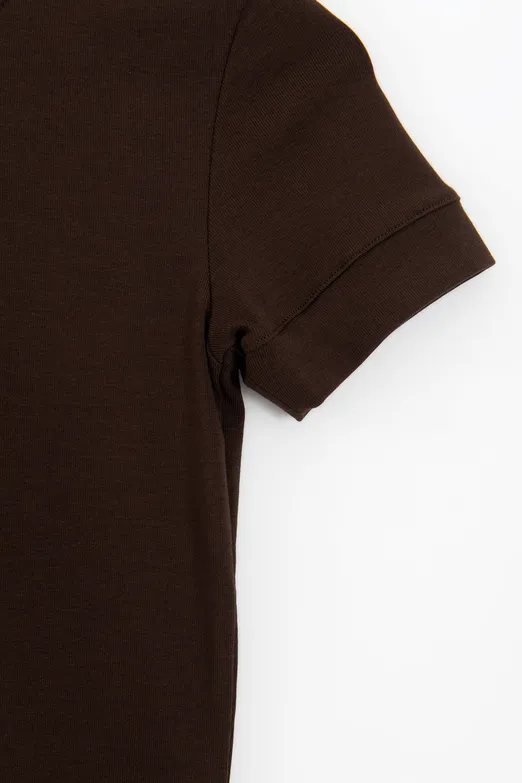 Bayan Kahverengi Bisiklet Yakalı Top - BSL