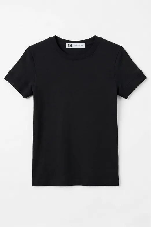 Bayan Siyah Bisiklet Yakalı Top - BSL