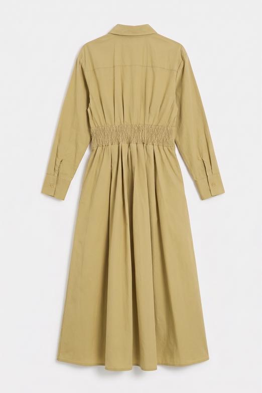 Poplin Korsajlı Midi Gömlek Elbise