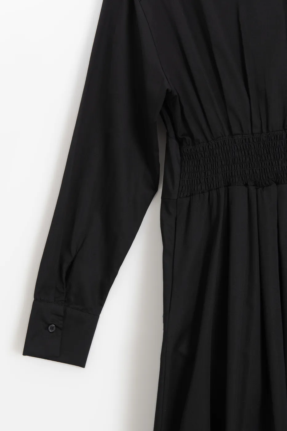 Bayan Siyah Poplin Korsajlı Midi Gömlek Elbise