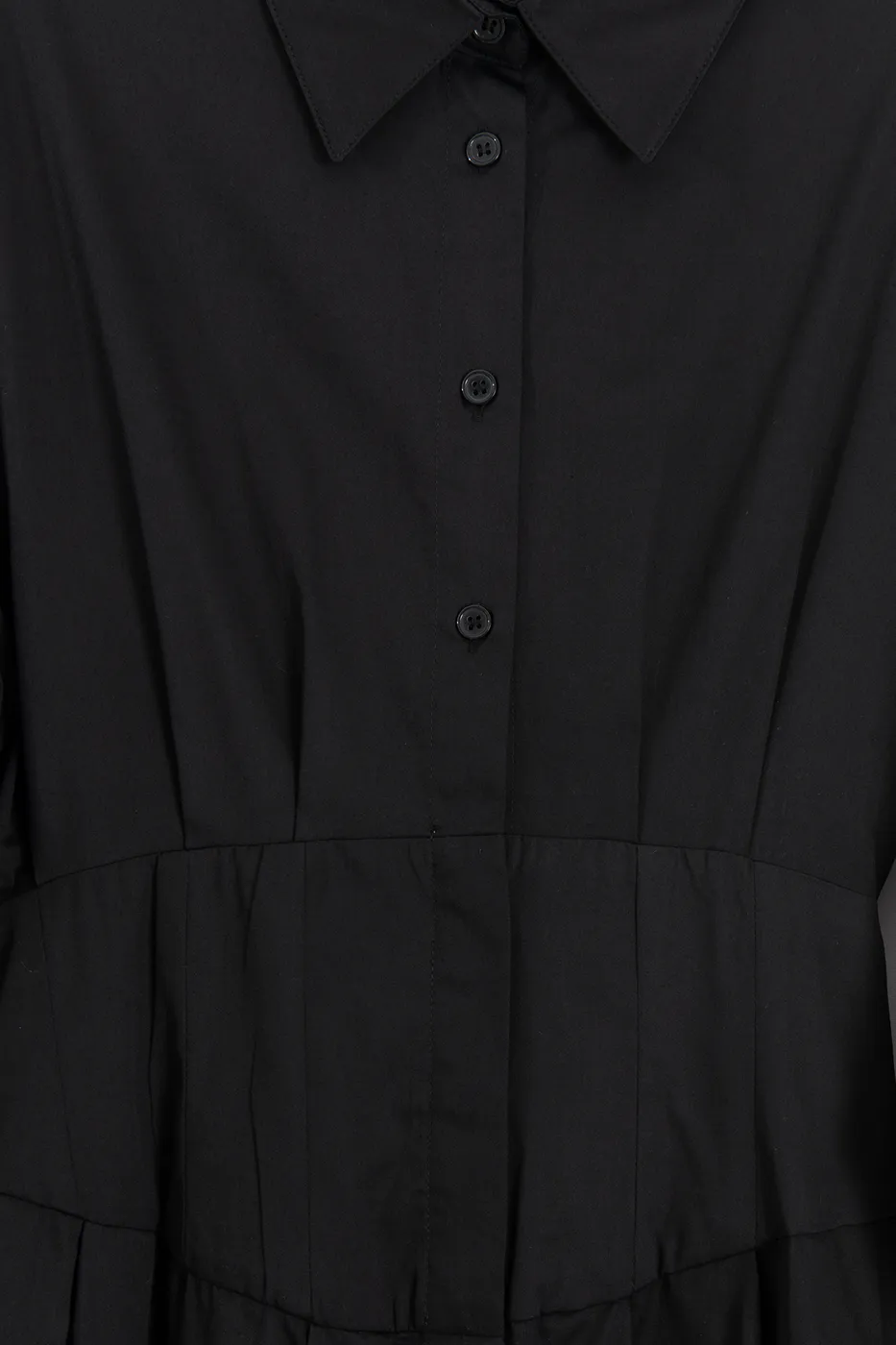 Bayan Siyah Poplin Korsajlı Midi Gömlek Elbise