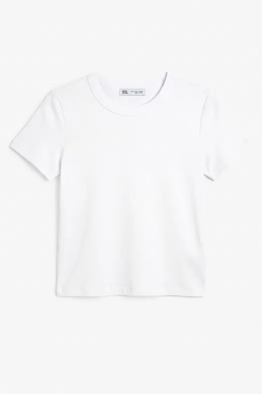 Bayan Beyaz Bisiklet Yakalı Tshirt - BSL