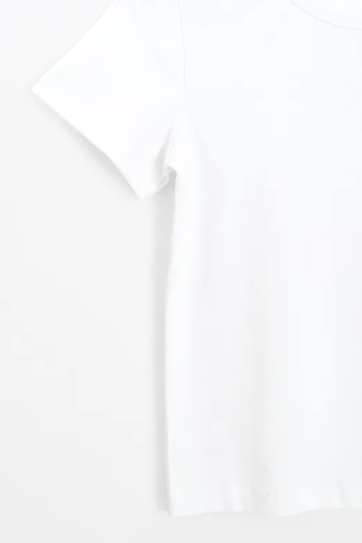 Bayan Beyaz Bisiklet Yakalı Tshirt - BSL