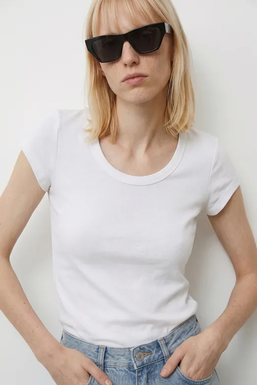 Bayan Beyaz Bisiklet Yakalı Tshirt - BSL
