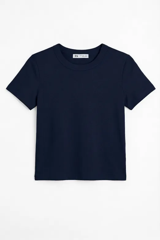 Bayan Lacivert Bisiklet Yakalı Tshirt - BSL