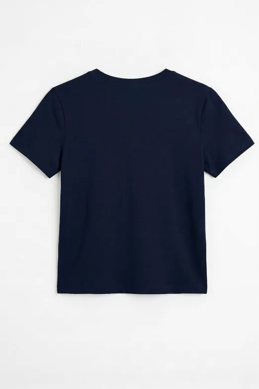 Bayan Lacivert Bisiklet Yakalı Tshirt - BSL