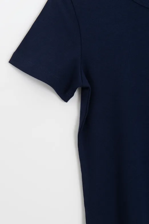 Bayan Lacivert Bisiklet Yakalı Tshirt - BSL