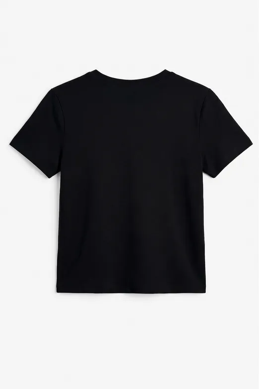 Bayan Siyah Bisiklet Yakalı Tshirt - BSL