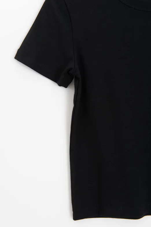 Bayan Siyah Bisiklet Yakalı Tshirt - BSL