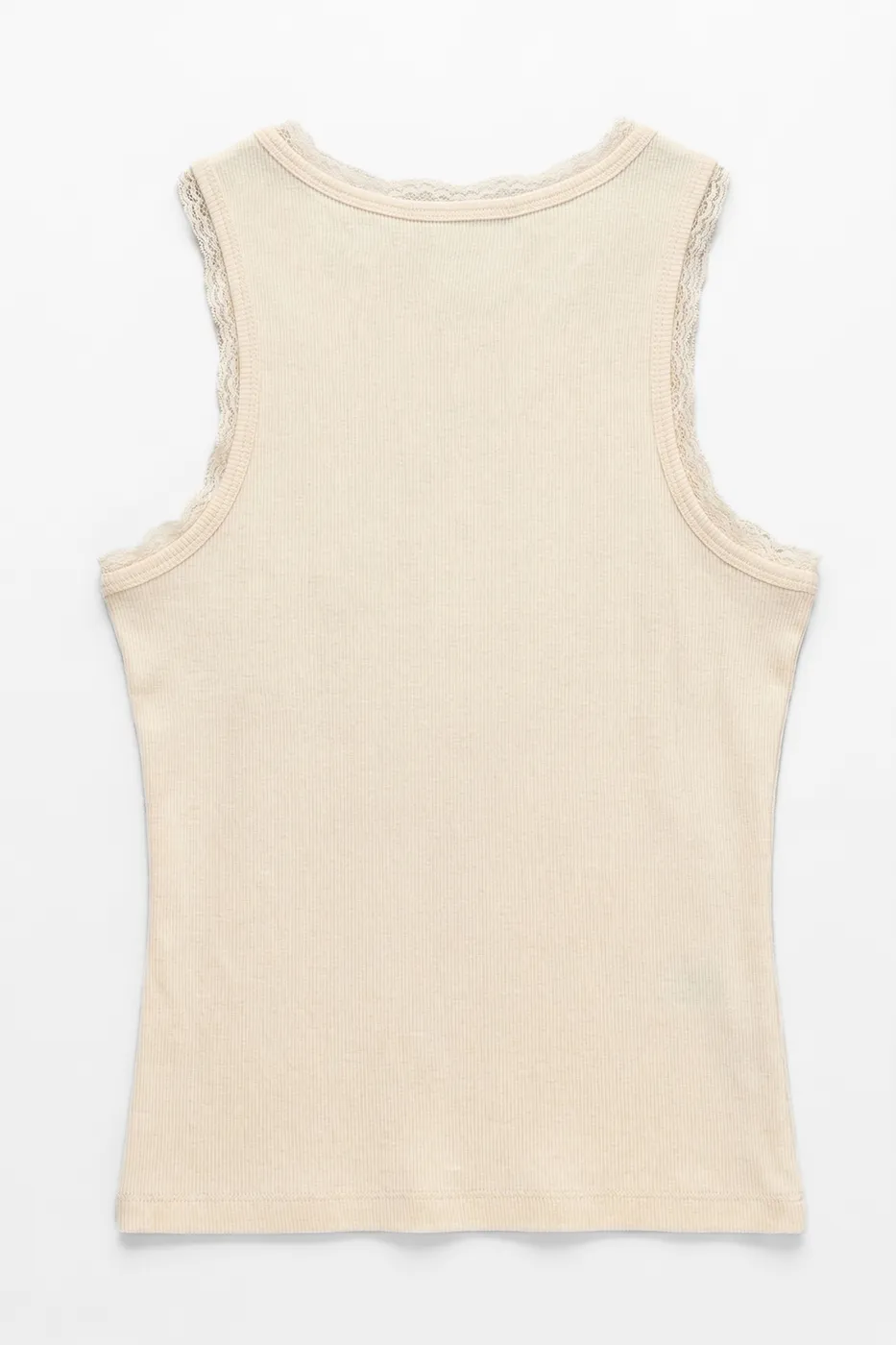 Bayan Bej Dantel Detaylı Halter Yakalı Top