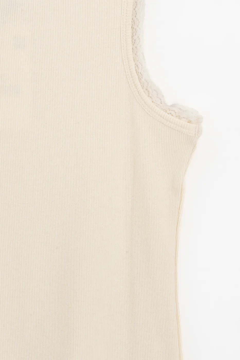 Bayan Bej Dantel Detaylı Halter Yakalı Top