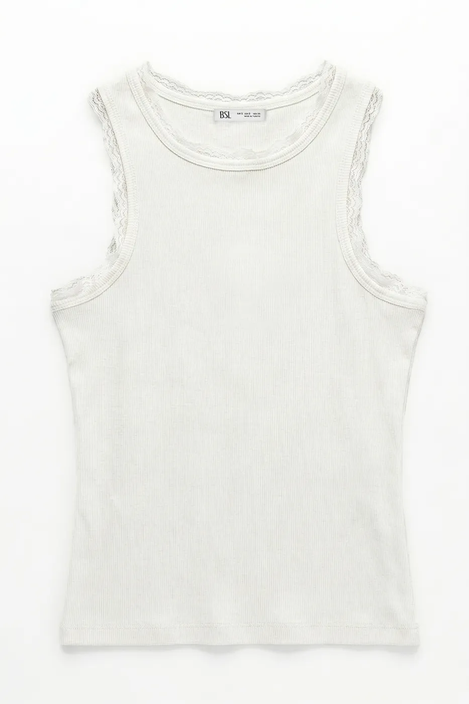 Bayan Beyaz Dantel Detaylı Halter Yakalı Top