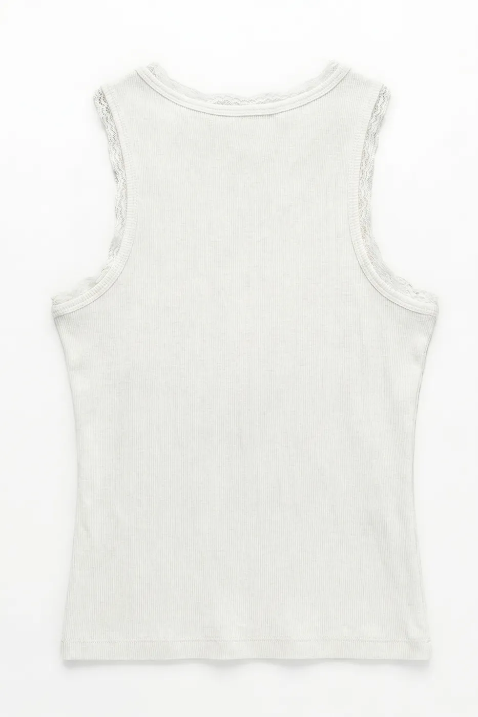 Bayan Beyaz Dantel Detaylı Halter Yakalı Top