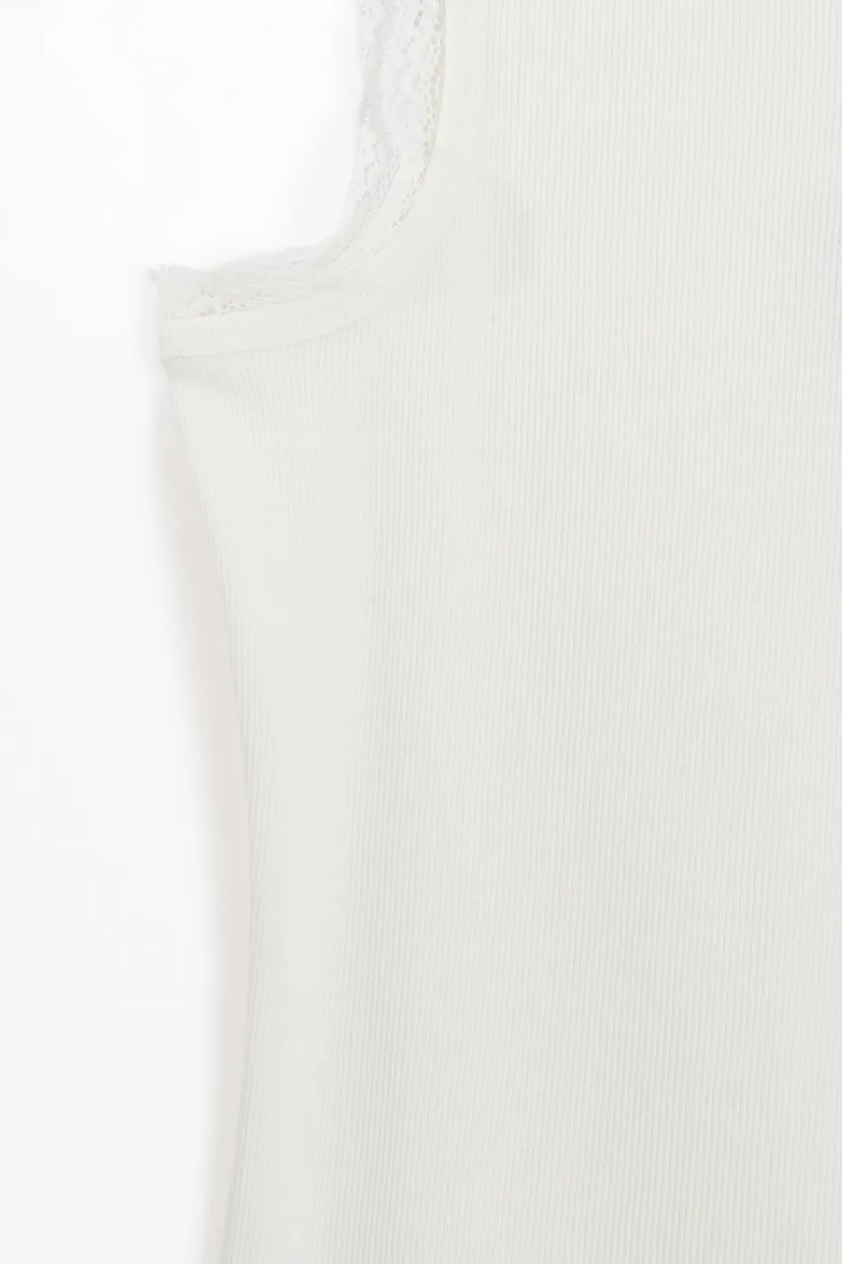 Bayan Beyaz Dantel Detaylı Halter Yakalı Top